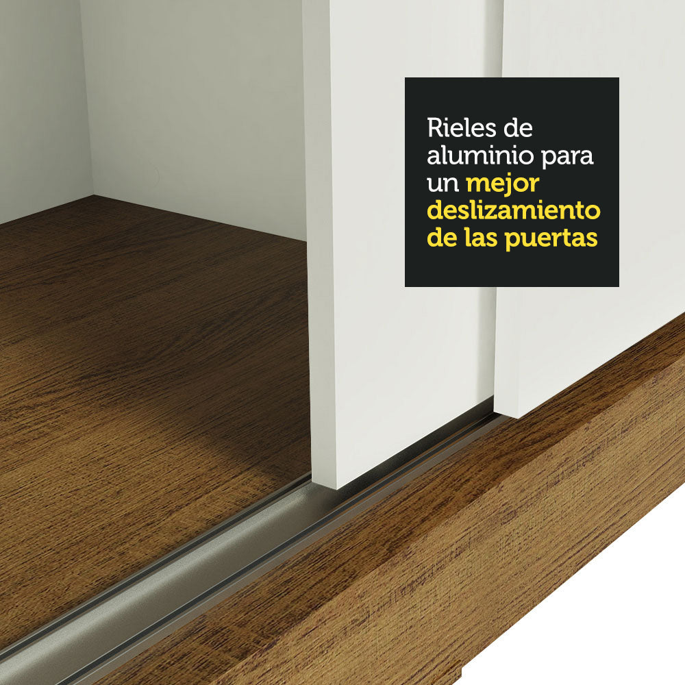 Placard Ropero Matrimonial Madesa Istambul 3 Puertas Corredizas de Espejo 3 Cajones Marrón/Blanco