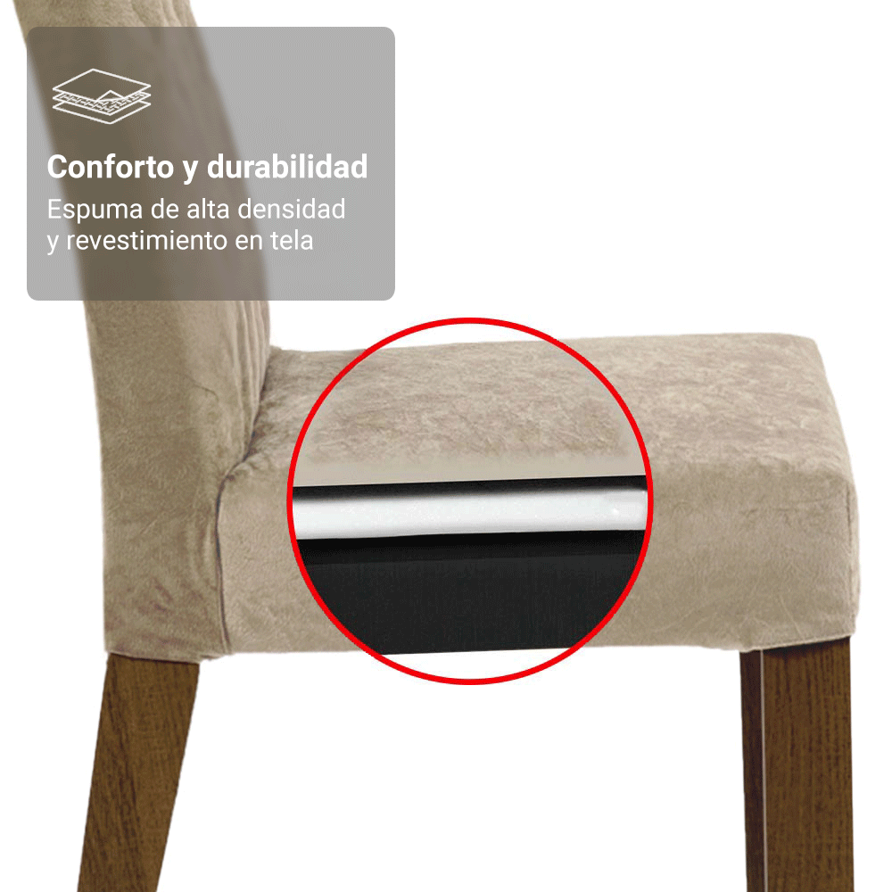 Combo 2 Sillas de Comedor Tapizadas 4254 con Detalle en madera Marrón/Imperial Madesa