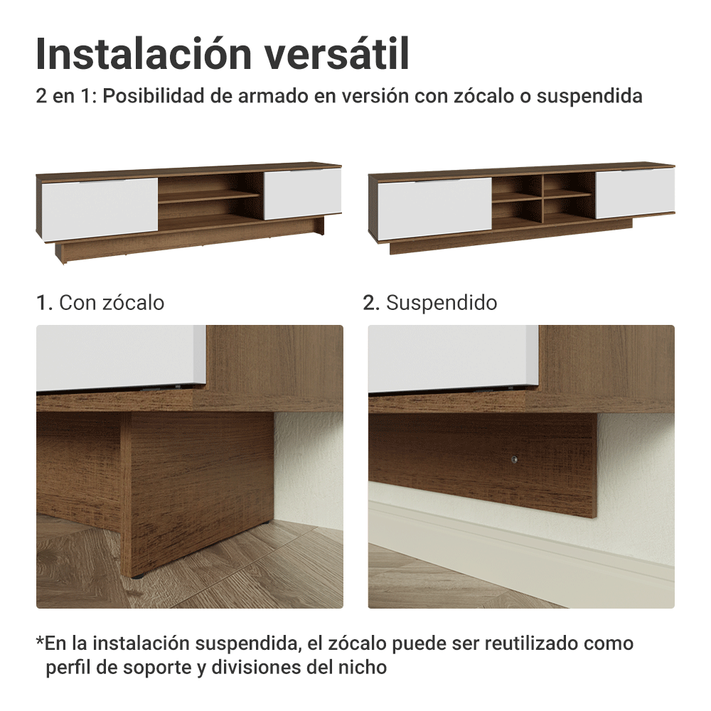Rack para TV hasta 80 Pulgadas 218 cm 2 Puertas Marrón/Blanco Stella Madesa