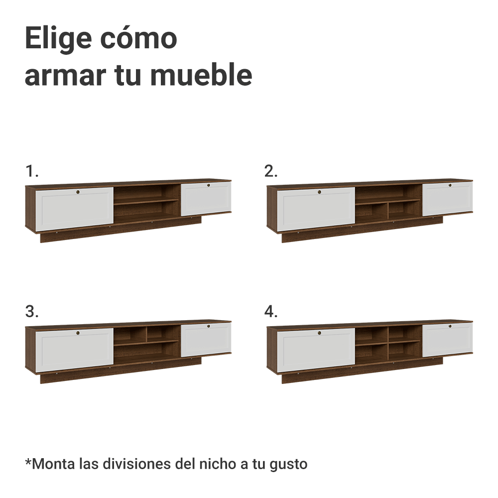 Rack Flotante para TV hasta 80 Pulgadas 218 cm 2 Puertas Marrón/Blanco Vik Madesa