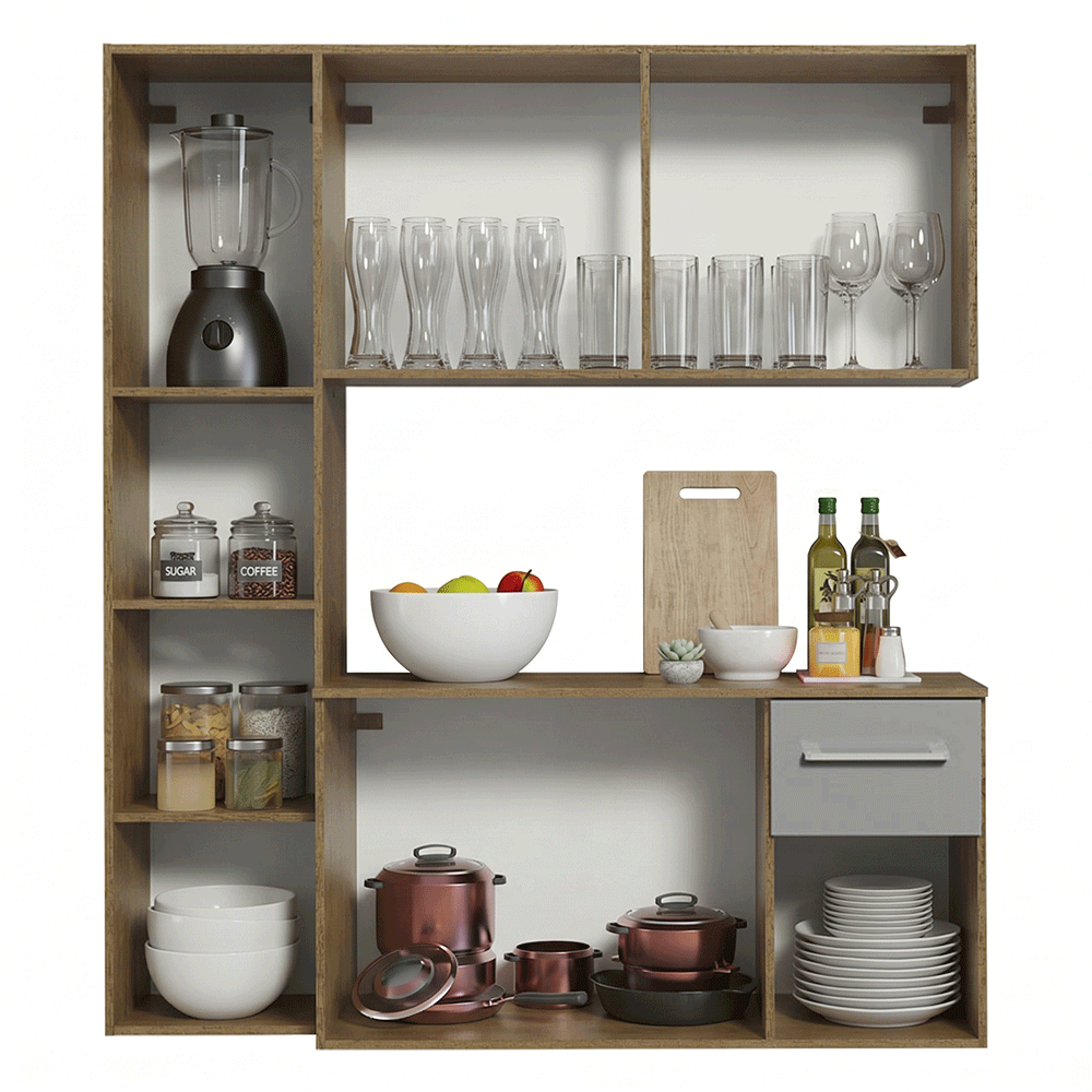Combo completo de Cocina 120cm Marrón/Gris Easy