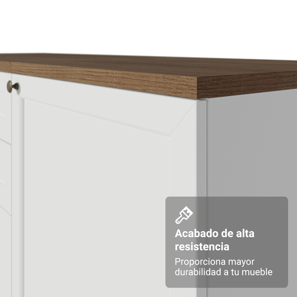 Bajo Mesada Cocina 120 x 60 cm 2 Puertas 3 Cajones (con Mesada) Blanco/Marrón Vik Madesa