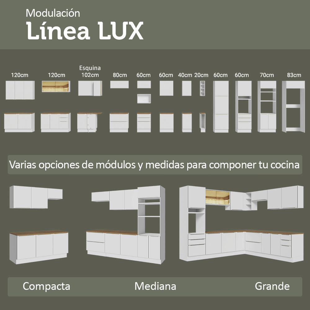 Especiero 20 cm X 60 cm, 1 puerta (Con Mesada), Blanco/Blanco Aterciopelado/Marrón Lux Madesa