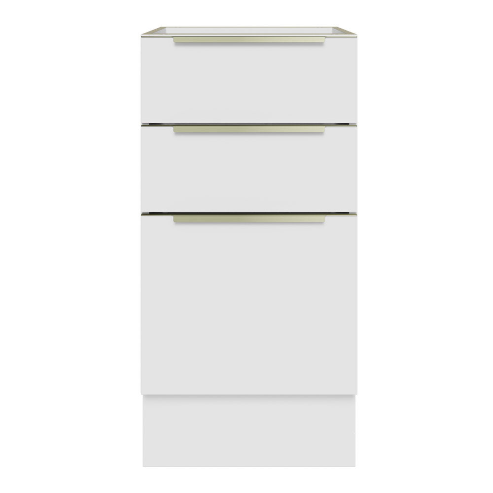 Bajo Mesada Lux 40 cm X 60cm 3 Cajones (Sin Mesada) Blanco/Blanco Aterciopelado Madesa