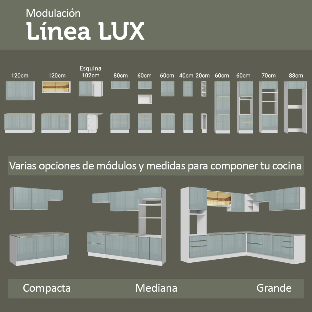 Despensero 40cm 2 Puertas e 2 Nichos Blanco/Gris Lux Madesa