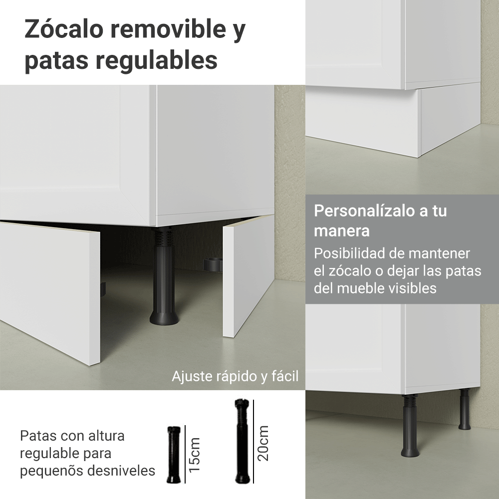 Bajo Mesada Esquinero 94 cm 1 Puerta (Sin Mesada) Blanco Vik Madesa