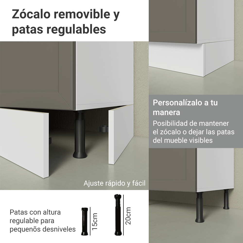 Bajo Mesada Esquinero 94 cm 1 Puerta (Sin Mesada) Blanco/Gris Vik Madesa