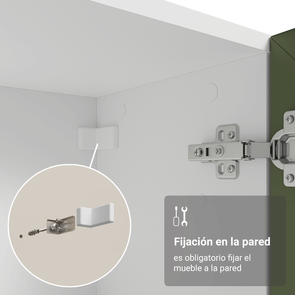 Cristalero Sin Patas 70 cm 2 Puertas de Vidrio Vik Blanco/Verde