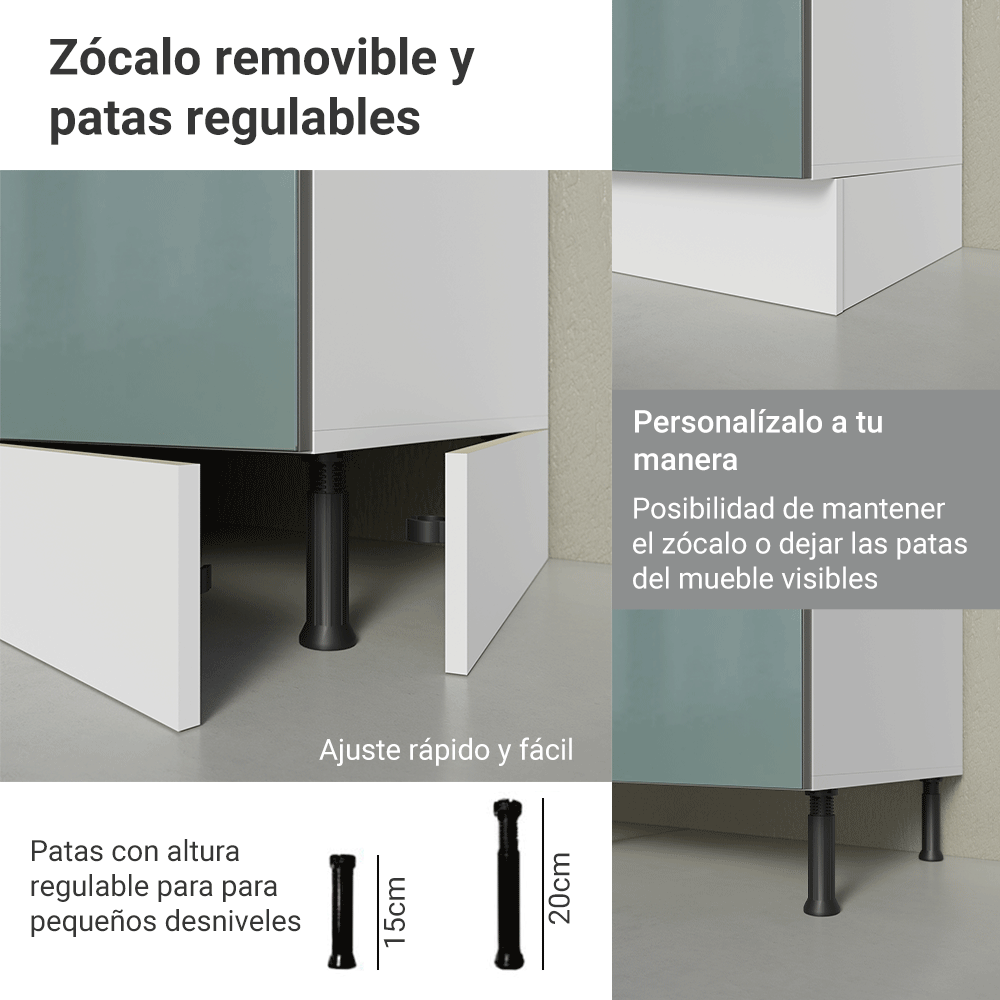 Combo completo de Cocina Esquinero 399 cm Blanco/Gris Lux Madesa 01