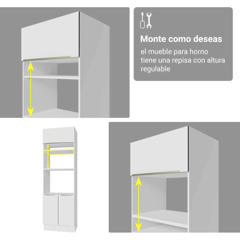 Combo completo de Cocina Esquinera con Cristalero 566 cm Madesa Veludo Lux BB 01