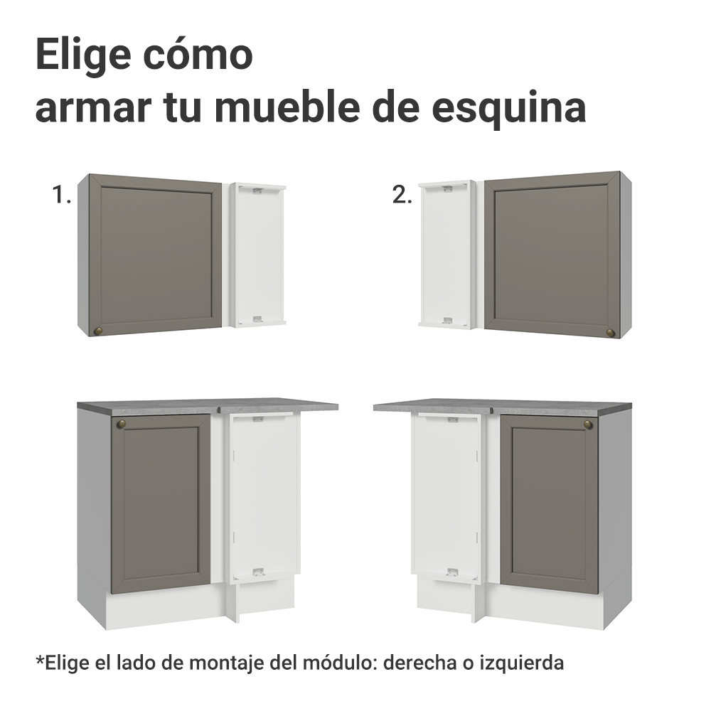 Cocina Esquinera 399 cm Vik Blanco/Gris 01