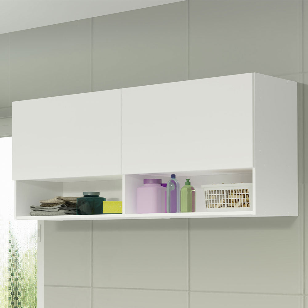 Kit Lavadero 120 cm con Alacena y Bajo Mesada Blanco Madesa 01