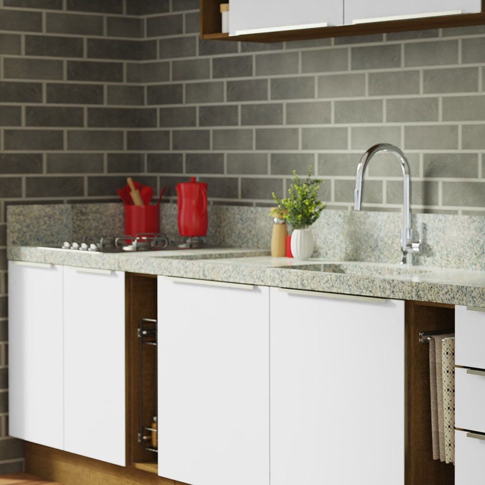 Combo Completo de Cocina 300 x 60 cm Marrón/Blanco Aterciopelado Lux Madesa