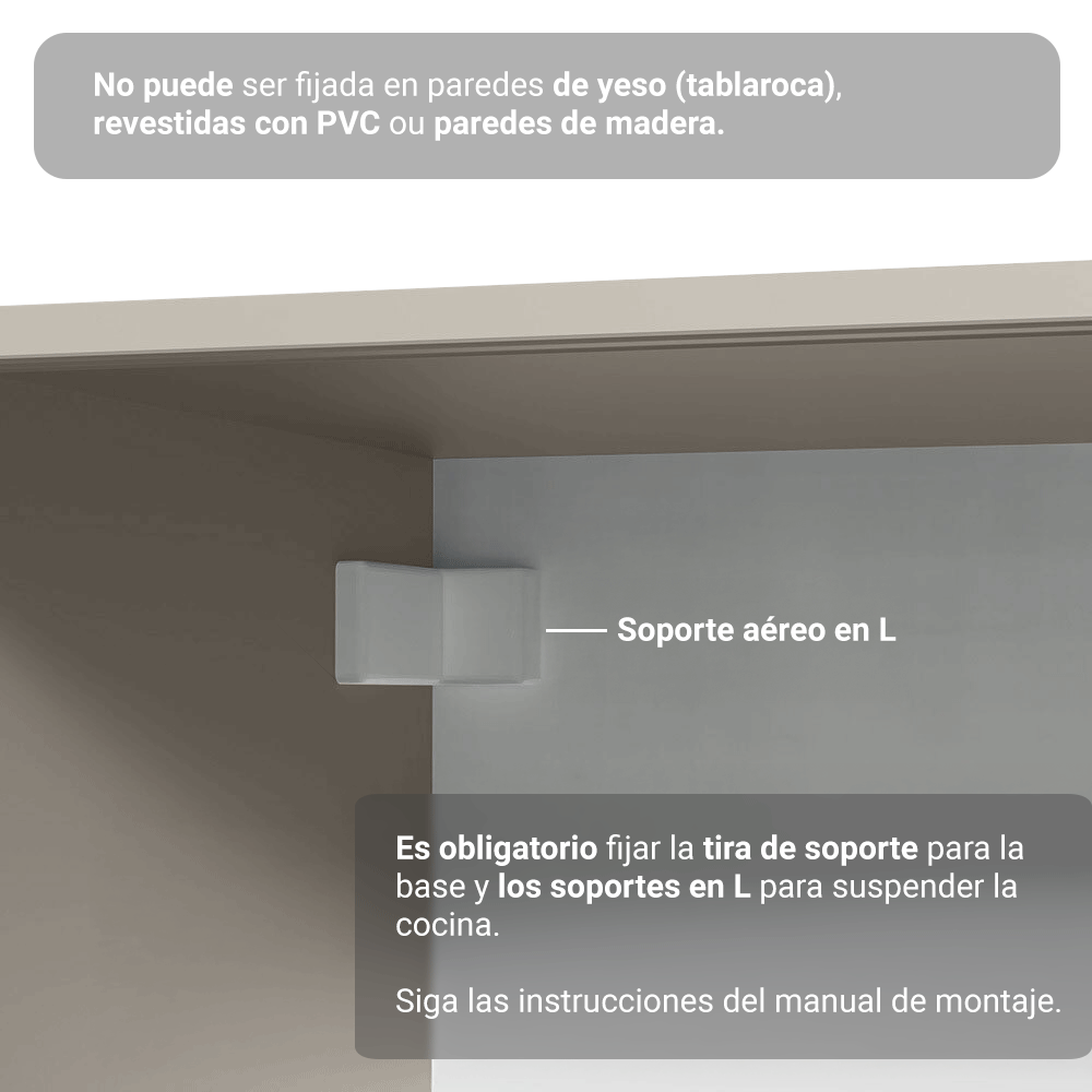 Cocina Compacta 160 cm Sin Patas Nice Crema 02