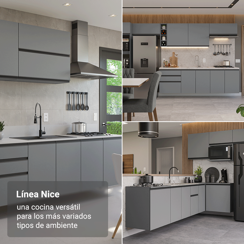 Combo Completo de Cocina Flotante 300 cm Gris Nice Madesa 06
