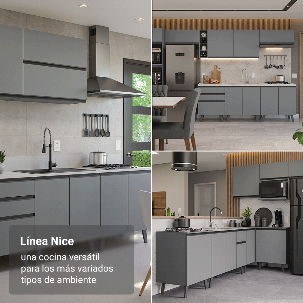 Combo Completo de Cocina 340 cm Gris Nice Madesa 01