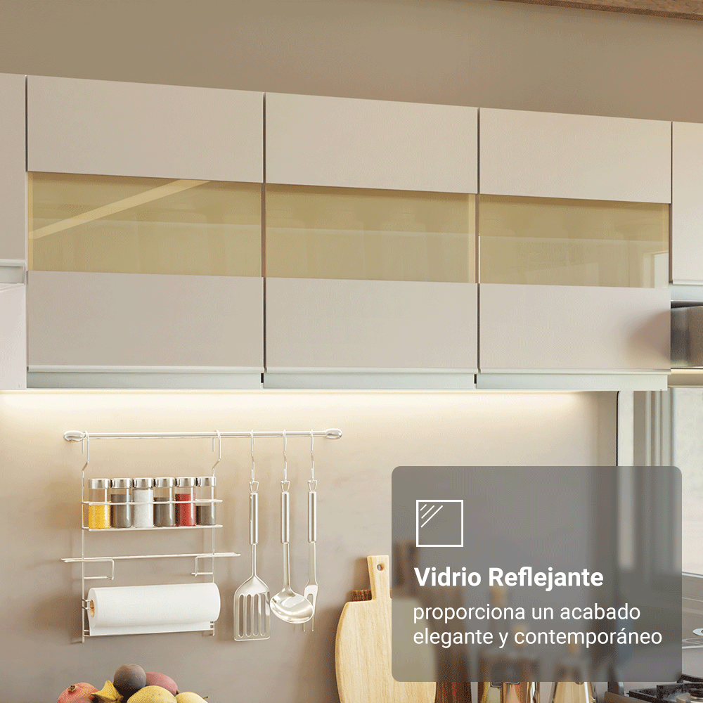 Combo de Cocina 100% MDF 310 cm Smart Blanco/Marrón/Crema 02