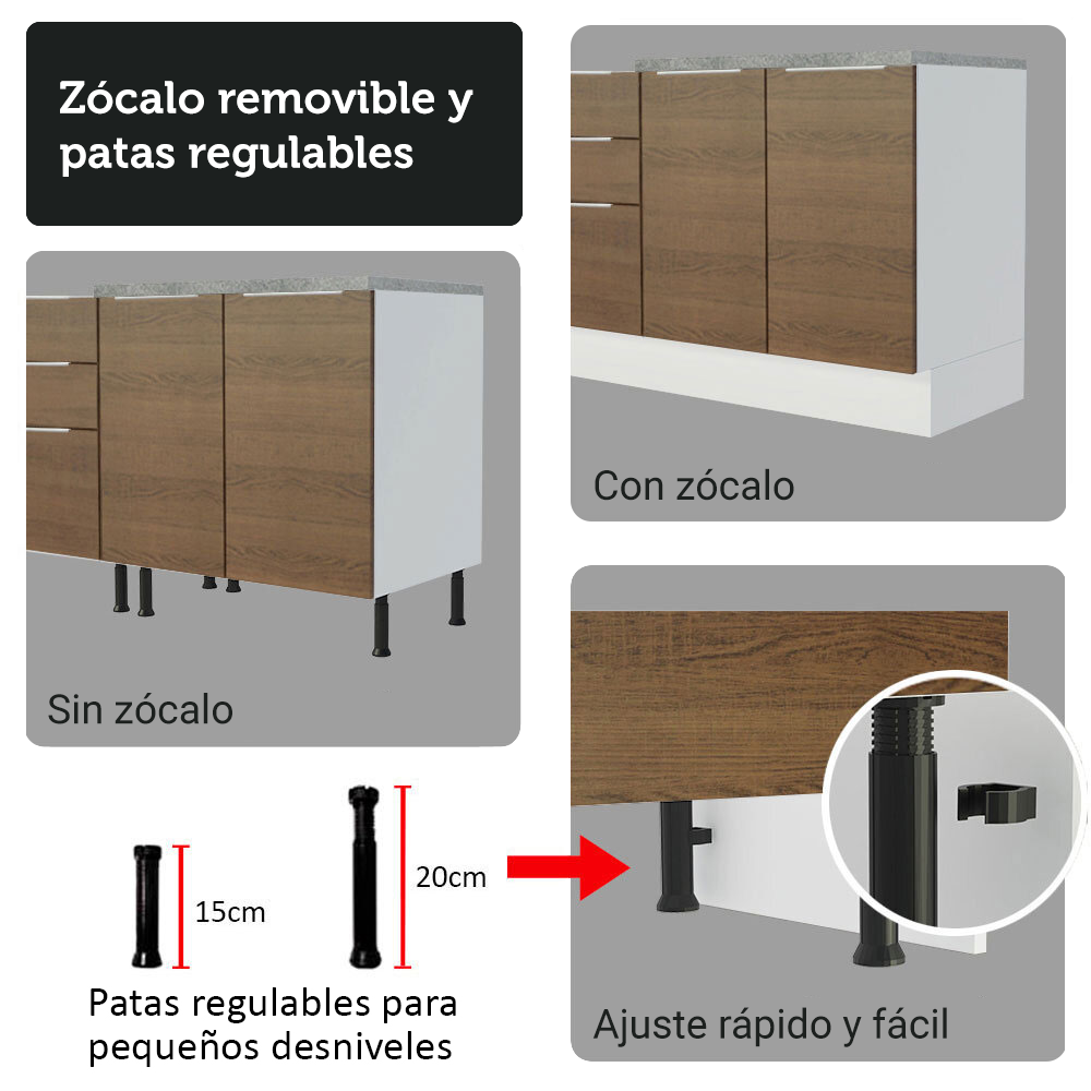 Kit Bajo Mesada con Cristalero Madesa Stella 70cm BM 01