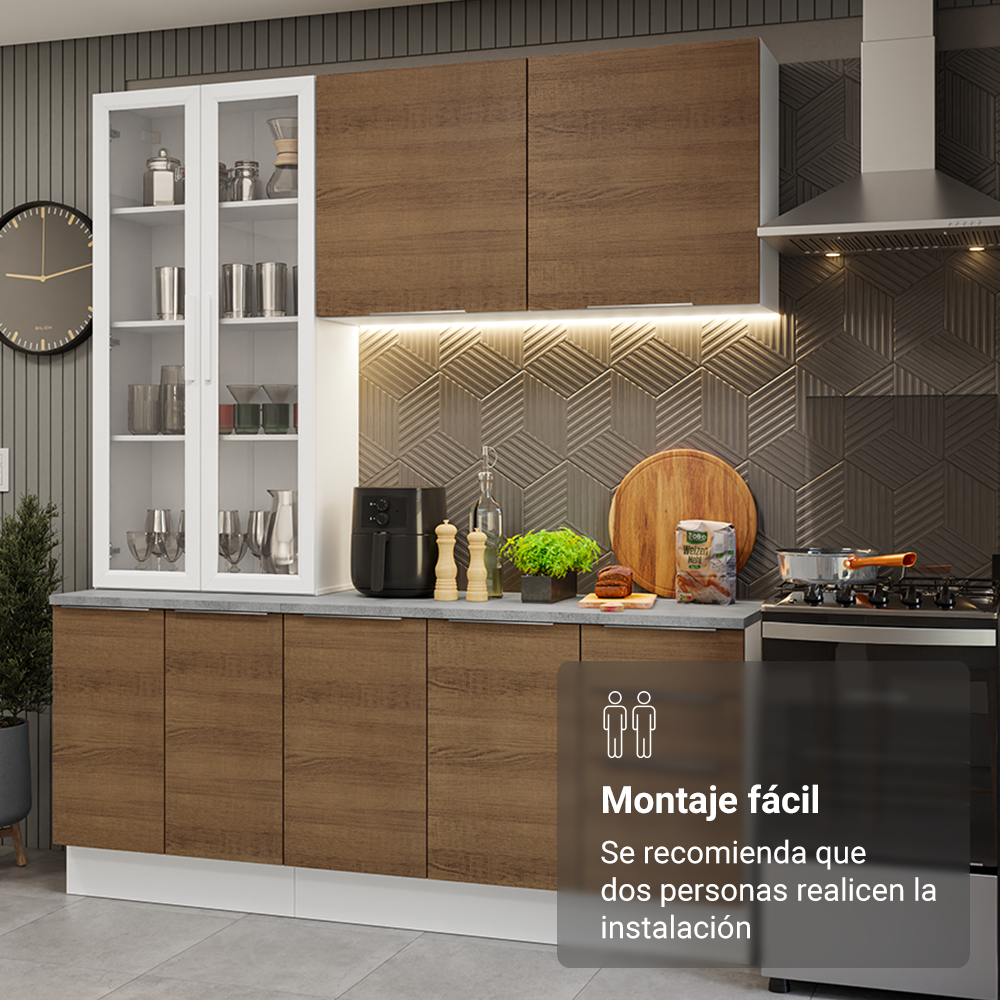 Combo completo de Cocina con Cristalero 190 cm Madesa Stella BM 03
