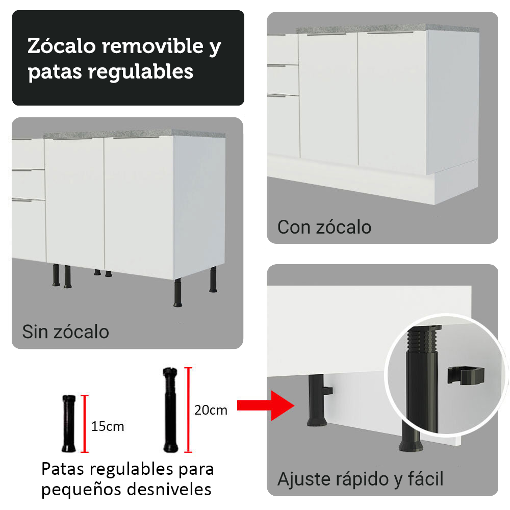 Combo completo de Cocina con Cristalero 340 cm Madesa Stella BB 01
