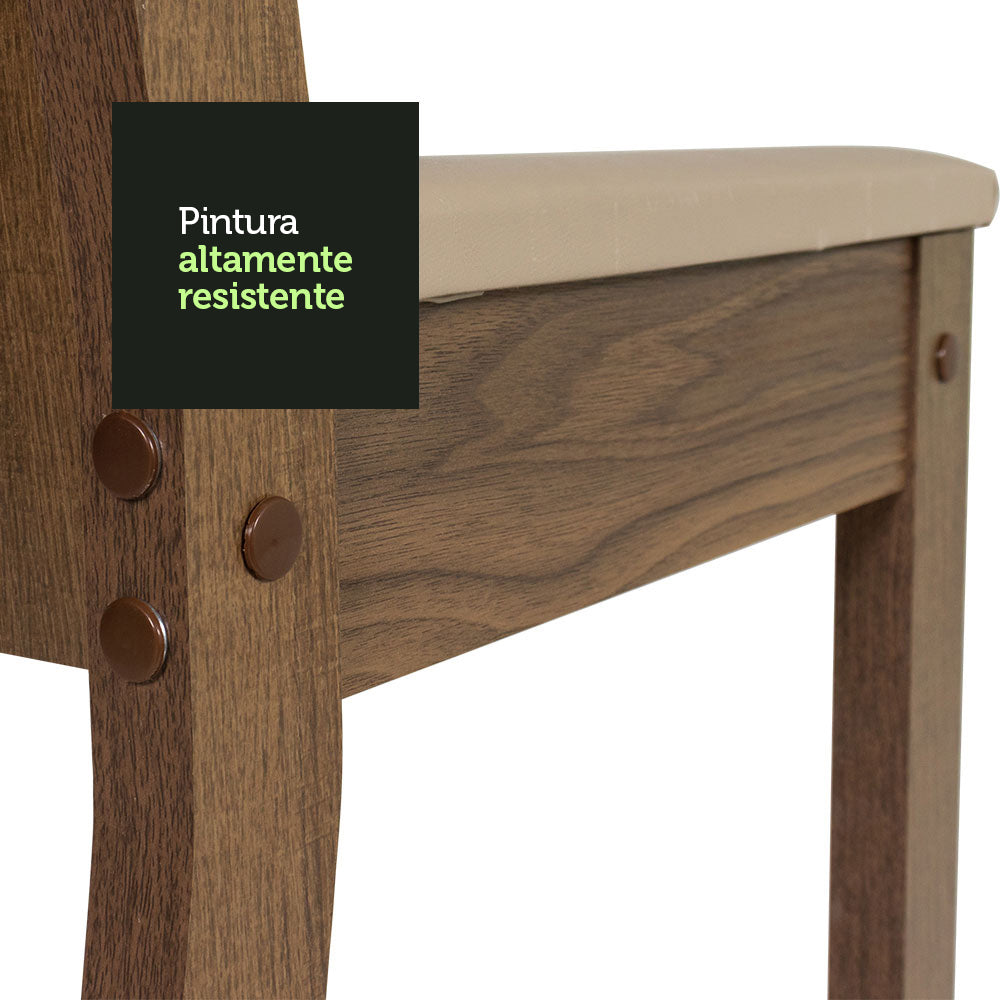 Juego de Comedor Madesa Luana Mesa Tapa Madera con 4 Sillas Marrón/Beige