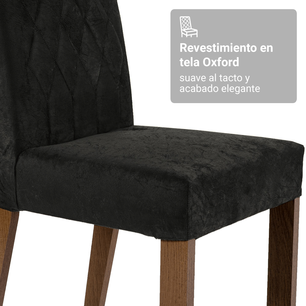 Juego de Comedor Mesada de Madera 4 Sillas Cannes Marrón/Negro/Oxford