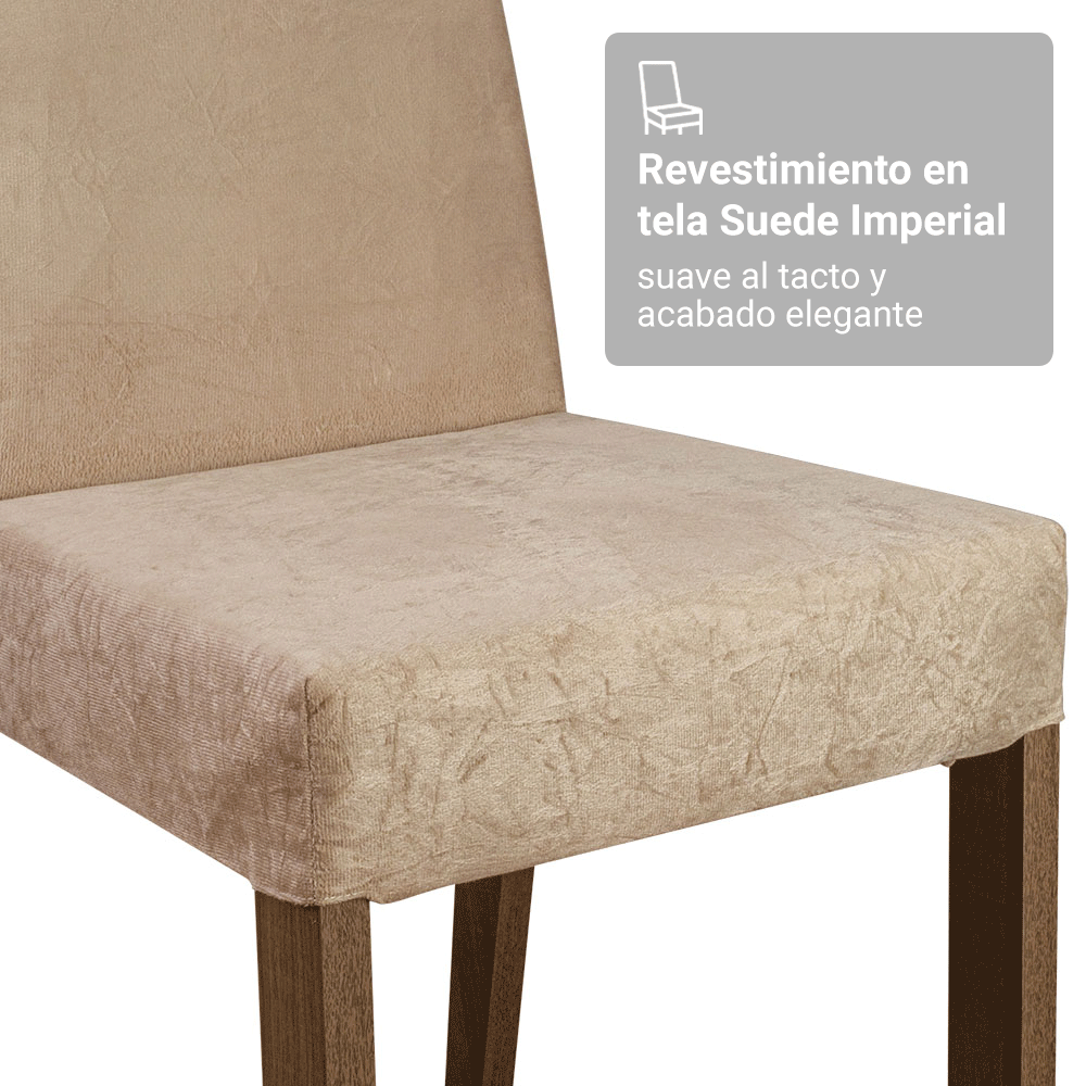 Juego de Comedor Mesada de Madera 4 Sillas Évora Marrón/Crema/Imperial