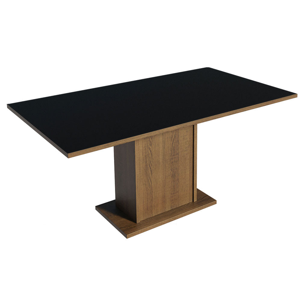 Juego de Comedor con Tapa de Madera 6 Sillas Negro/Marrón Augusta
