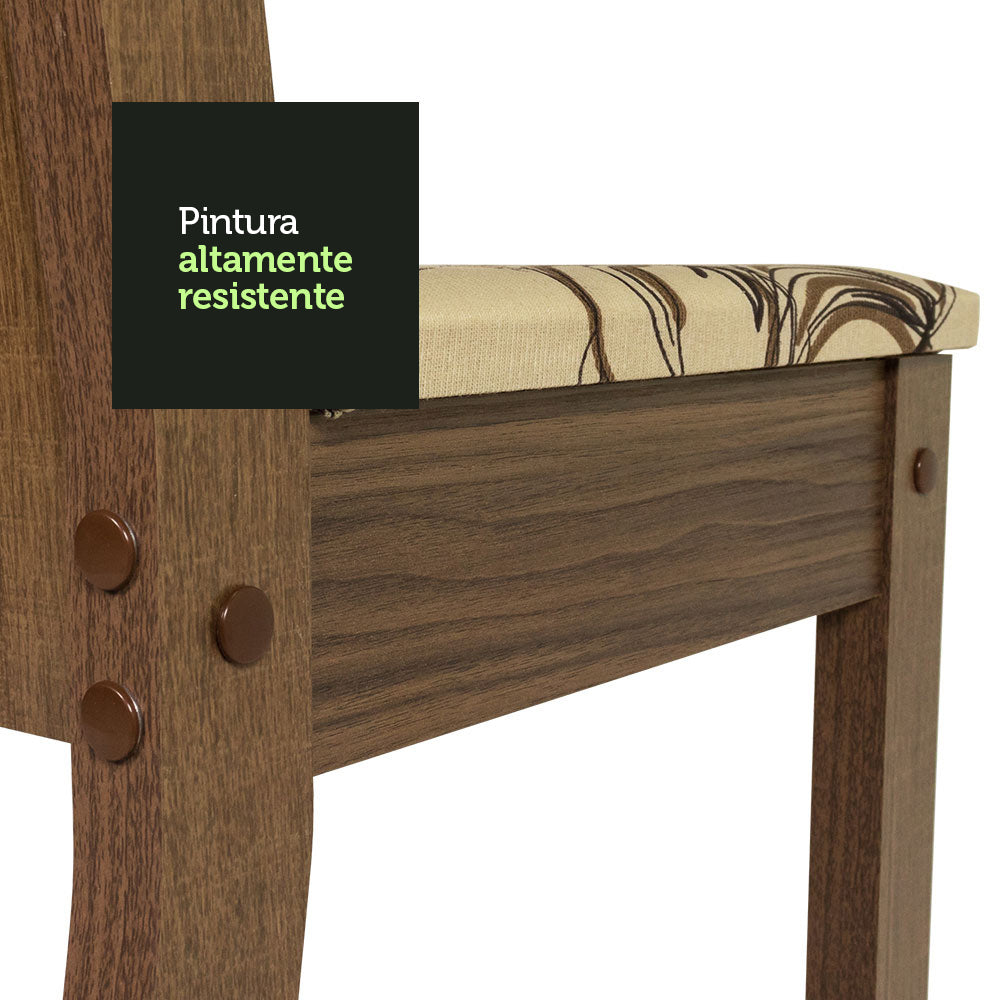 Juego de Comedor Mesa Tapa de Vidrio 6 Sillas Marrón/Lirio Beige Isla Madesa