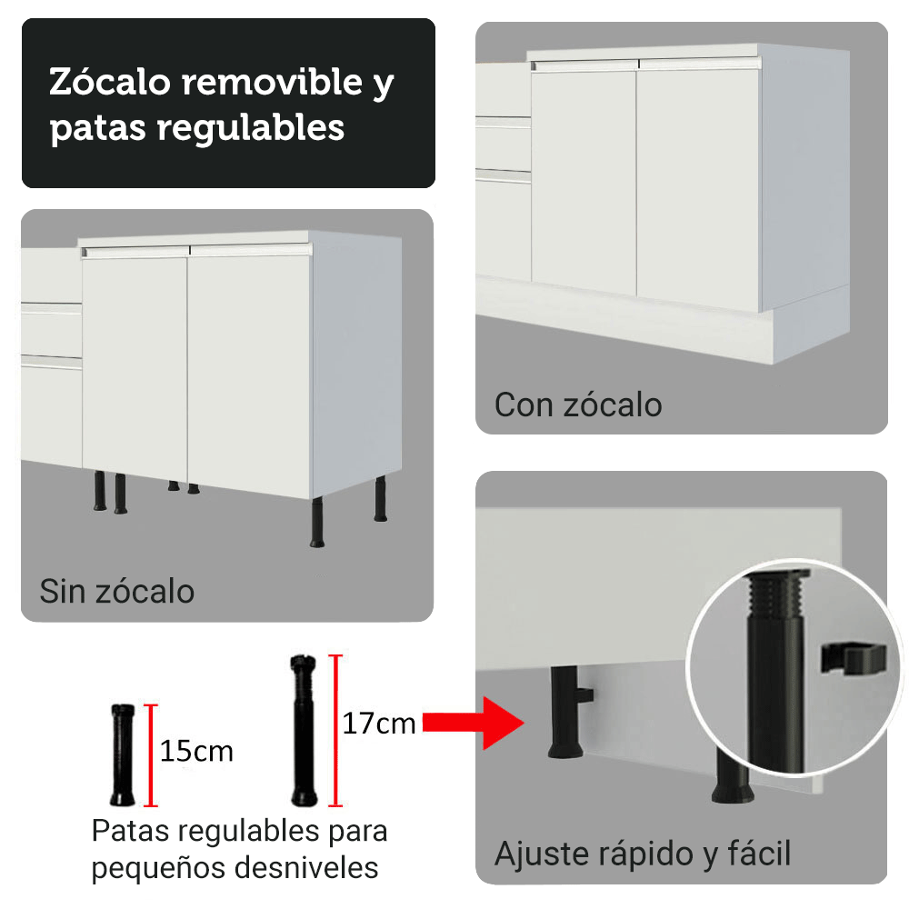 Combo de Cocina 100% MDF 310 cm Smart Blanco 02
