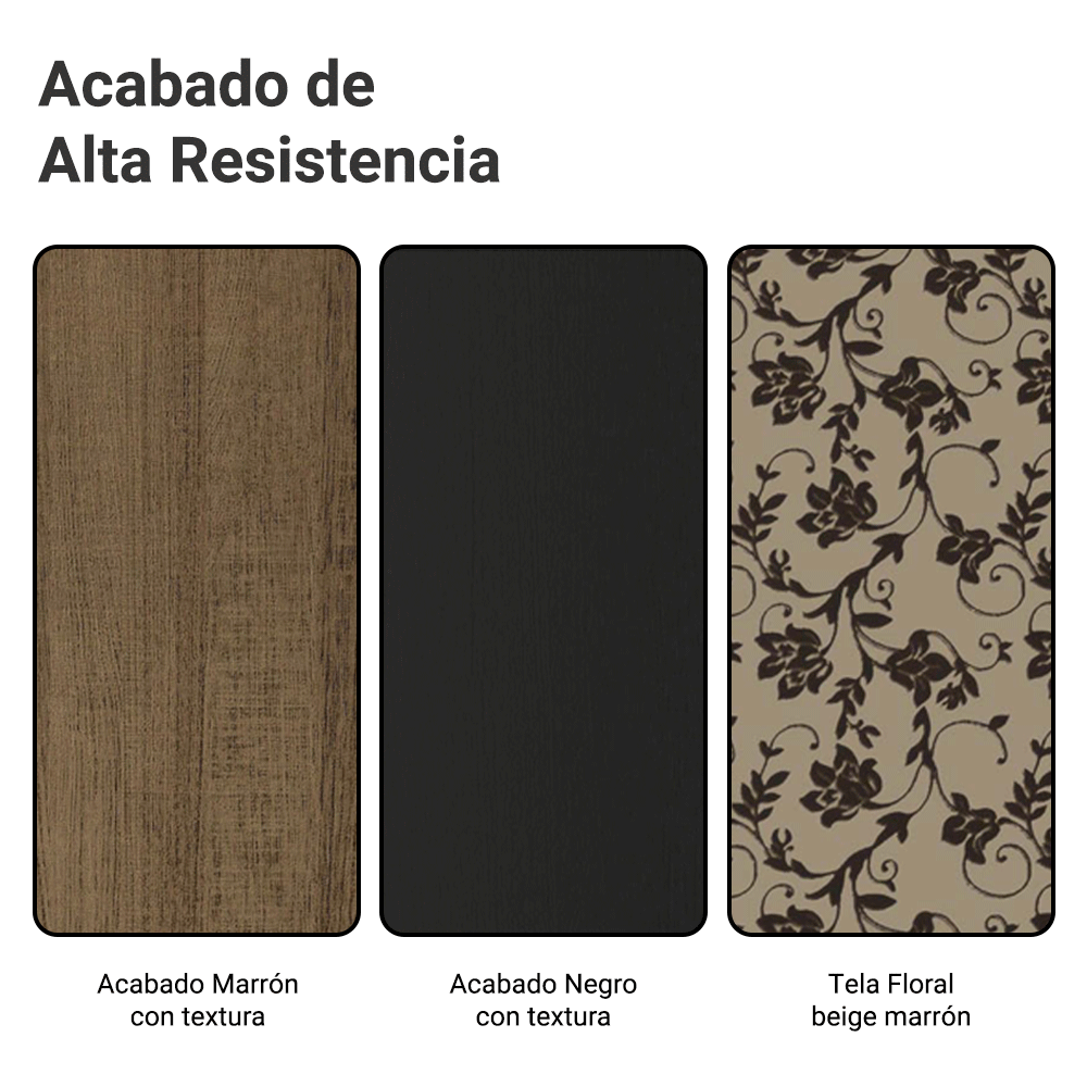 Juego de Comedor Mesa Tapa de Madera 4 Sillas Marrón/Negro/Beige Marrón Samara Madesa