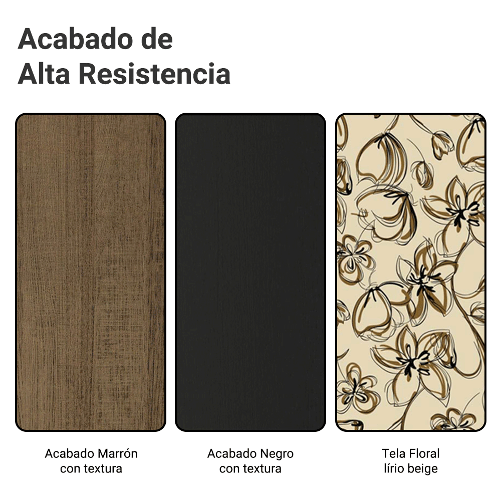 Juego de Comedor Mesa Tapa de Madera 4 Sillas Marrón/Negro/Lírio Beige Samara Madesa