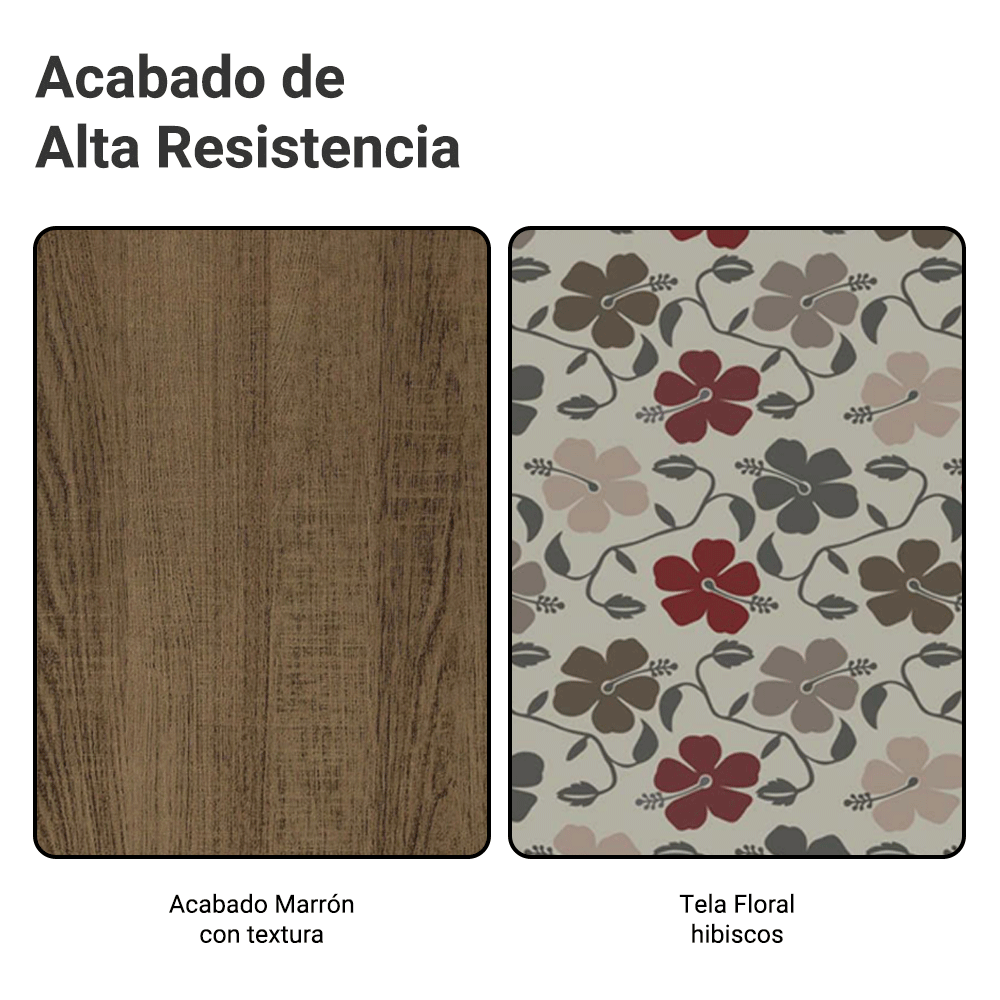 Conjunto Comedor Mesa Mesada de Vidro 4 Sillas Marrón/Hibiscos Camélia Madesa