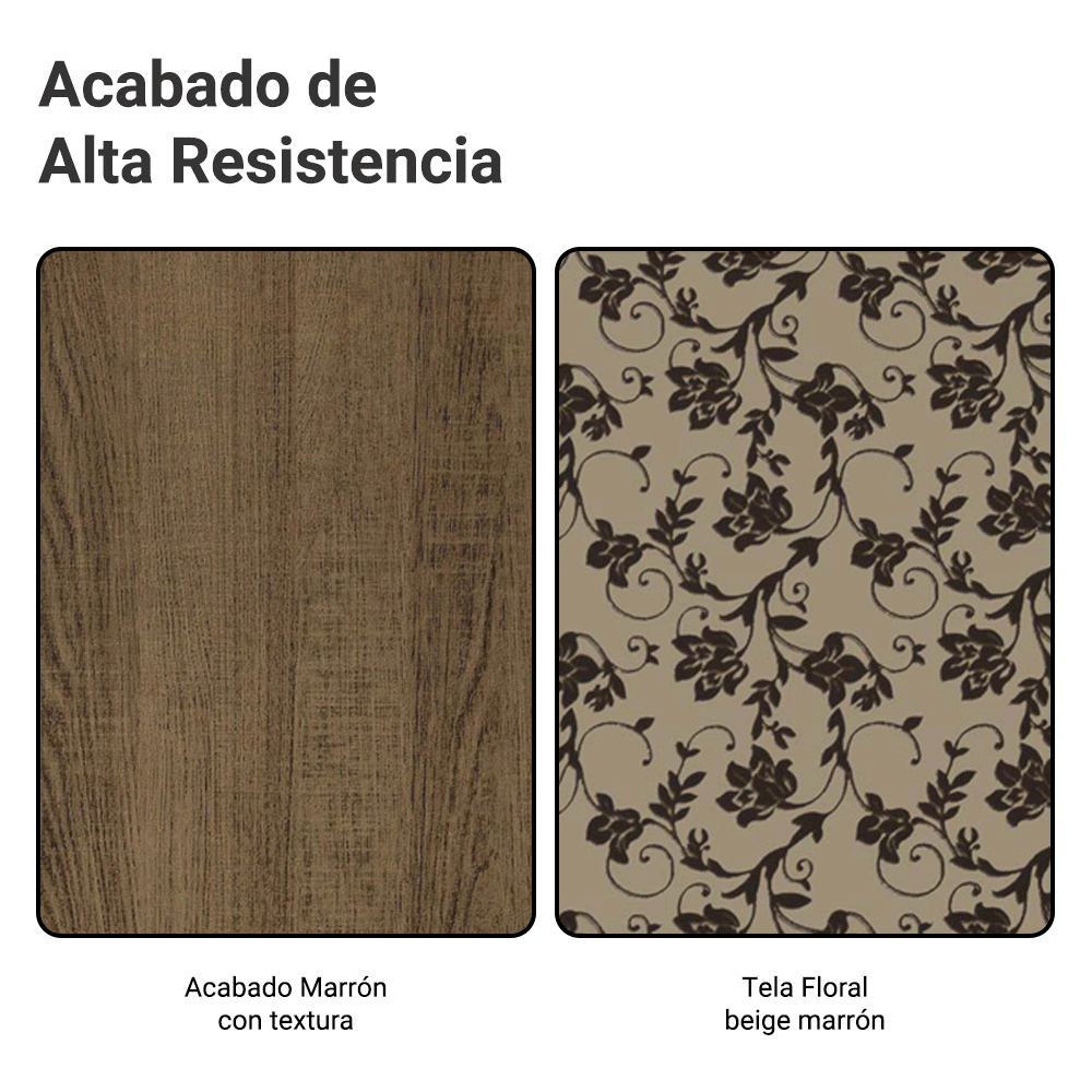 Juego de Comedor Mesa Tapa de Vidrio 6 Sillas Marrón/Tapizado Beige Marrón Isla Madesa