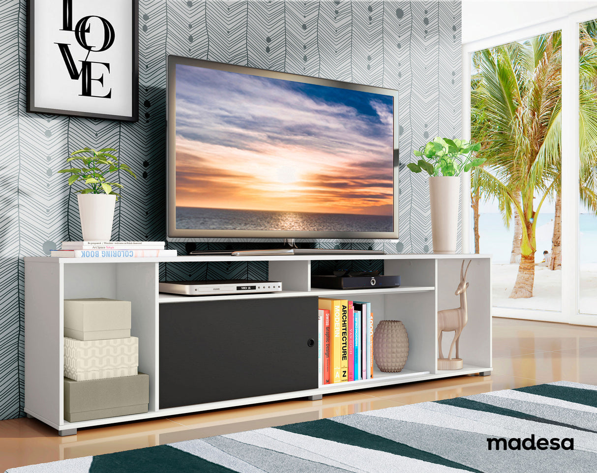 Rack para TV hasta 65 Pulgadas Madesa Cancun Blanco/Negro