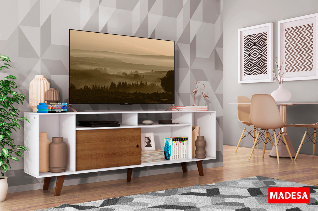 Rack para TV hasta 65 Pulgadas Madesa Cancun con Patas Blanco/Marrón