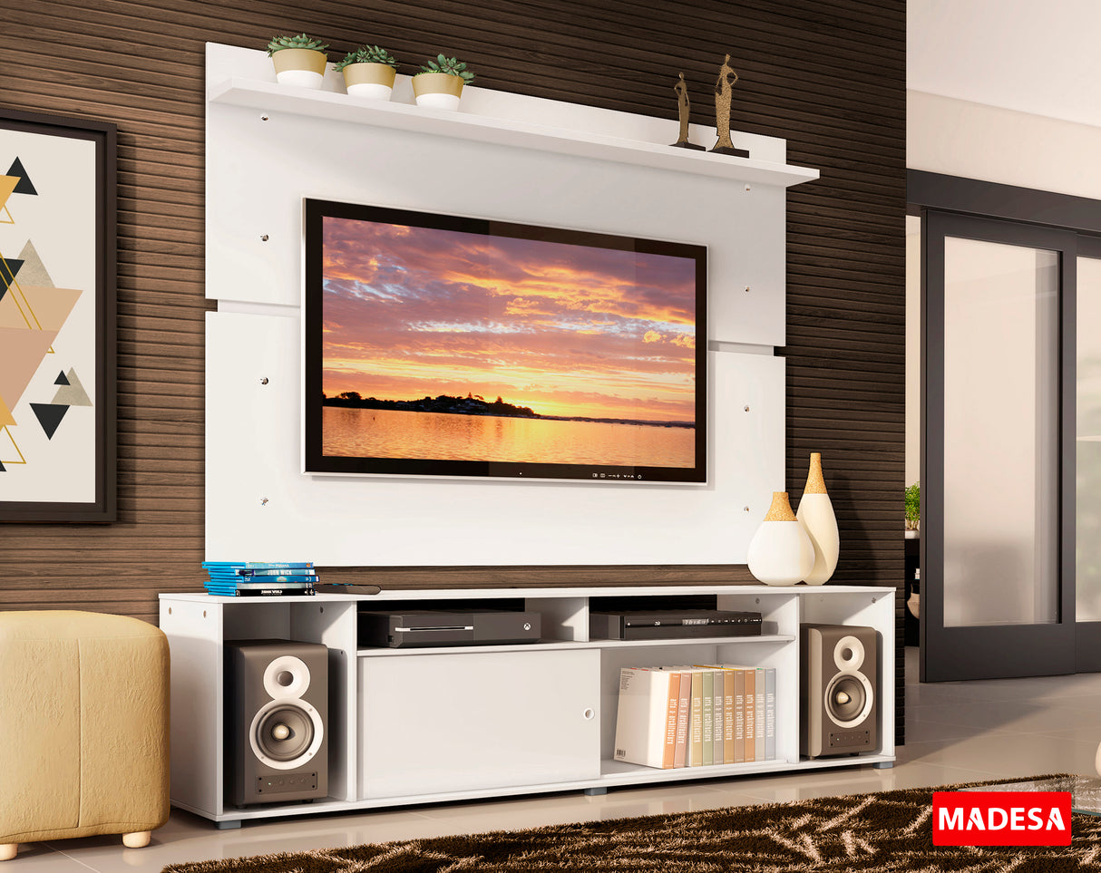 Rack Madesa Cancun con Panel para TV hasta 65 Pulgadas Blanco