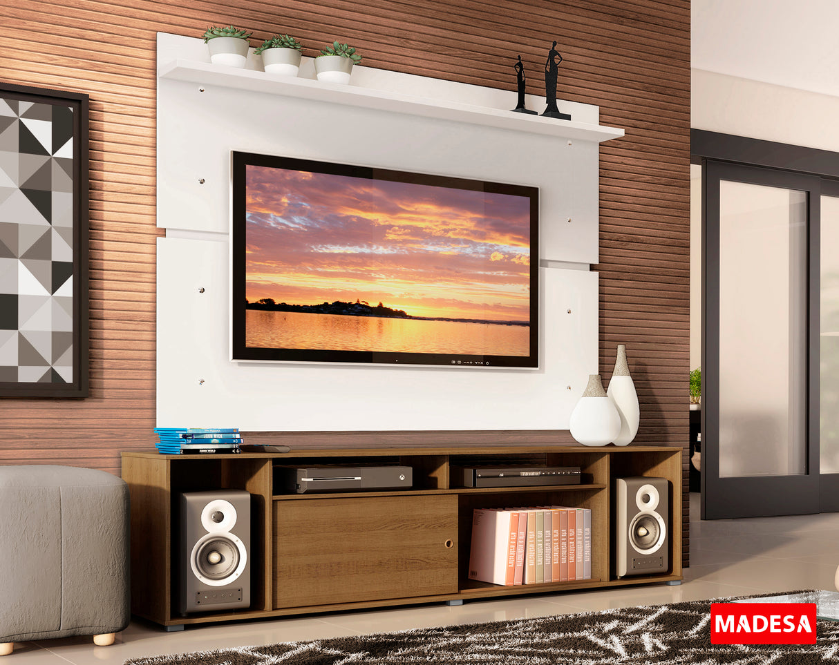 Rack Madesa Cancun con Panel para TV hasta 65 Pulgadas Marrón/Blanco
