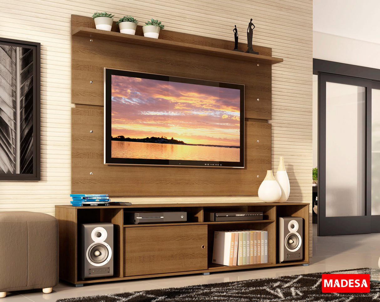 Rack Madesa Cancun con Panel para TV hasta 65 Pulgadas Marrón