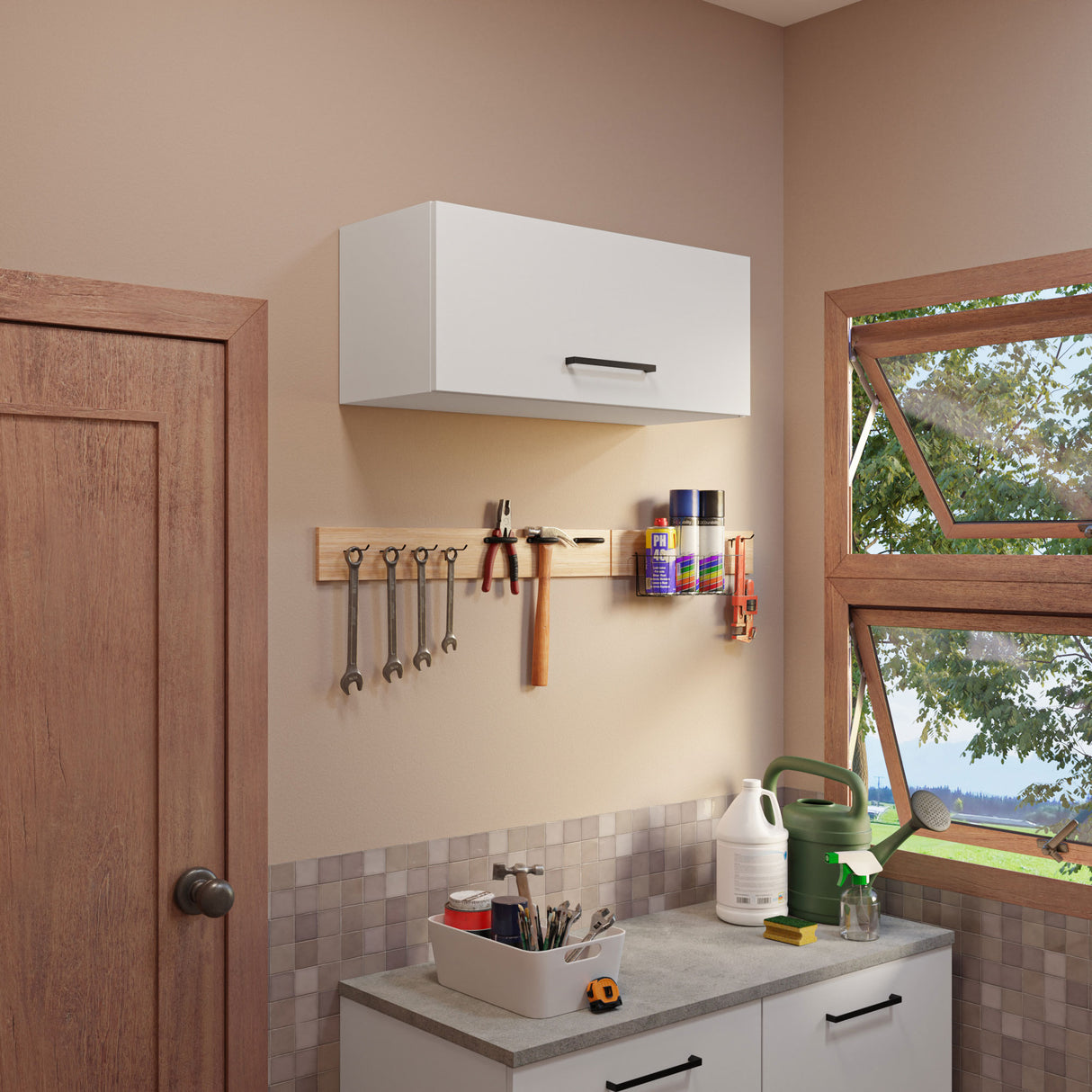 Gabinete Superior Multiuso Garaje 80cm Blanco