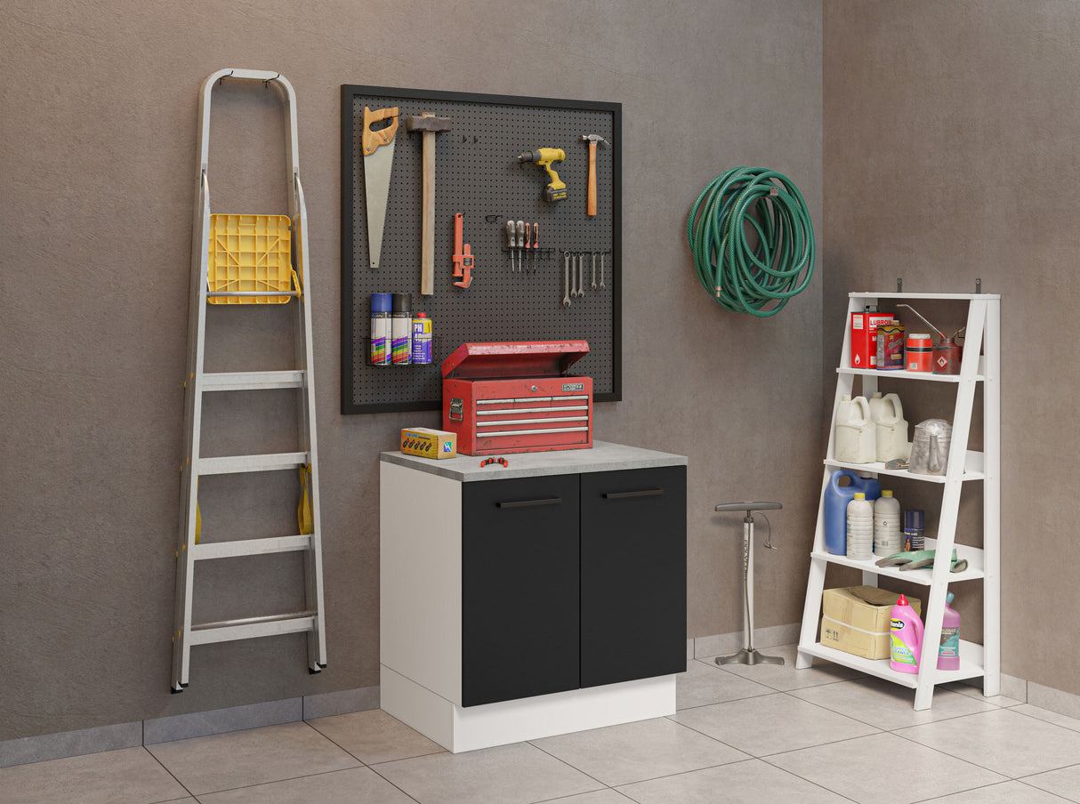 Bajo Mesada Multiuso 80cm 2 Puertas Blanco/Negro Agata Madesa