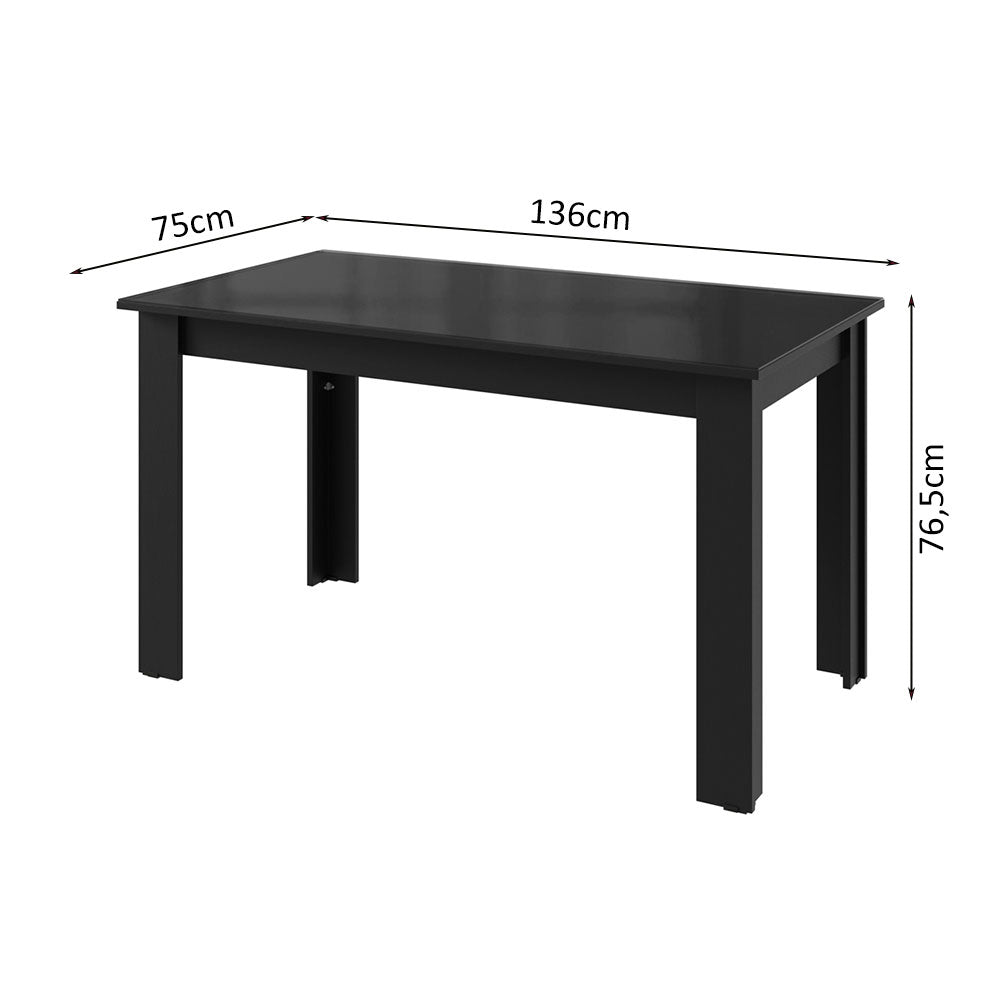 Mesa de Jantar Retangular con Mesada de Vidro Negro 5231 Madesa