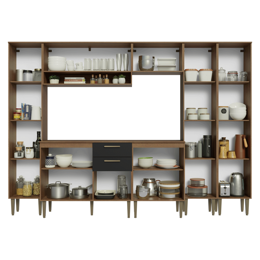 Combo completo de Cocina 285 cm Marrón/Negro Lille Madesa 01