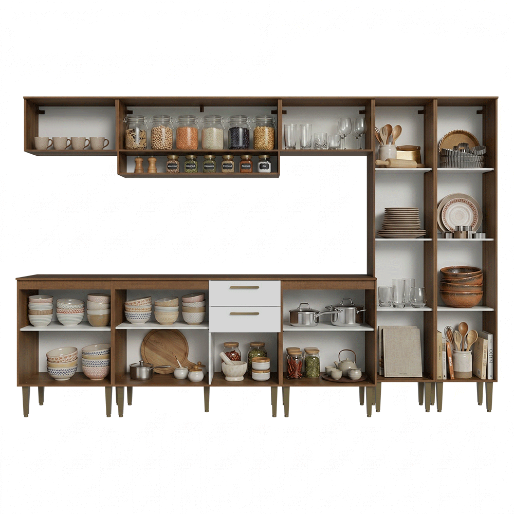 Combo completo de Cocina 305 cm Marrón/Blanco Lille Madesa 01