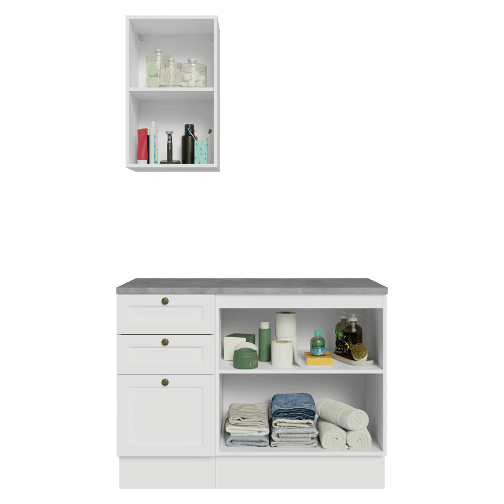 Vanitory 110cm 3 Cajones 3 Puertas Blanco Vik 01