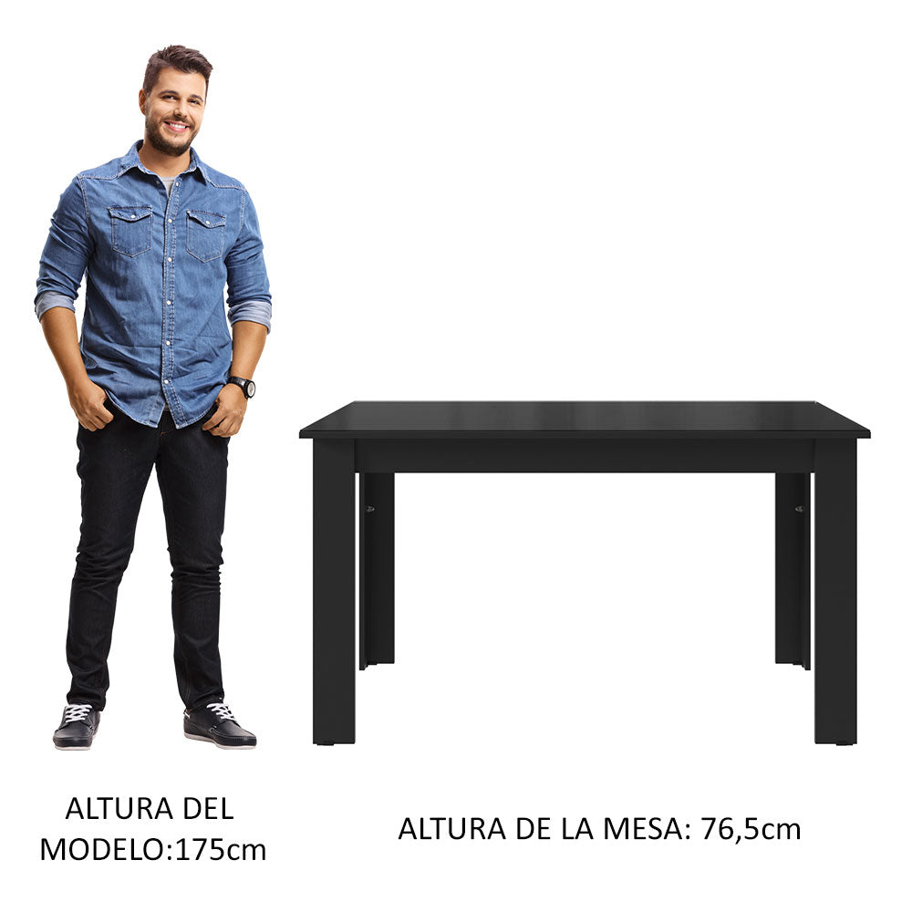 Mesa de Jantar Retangular con Mesada de Vidro Negro 5231 Madesa