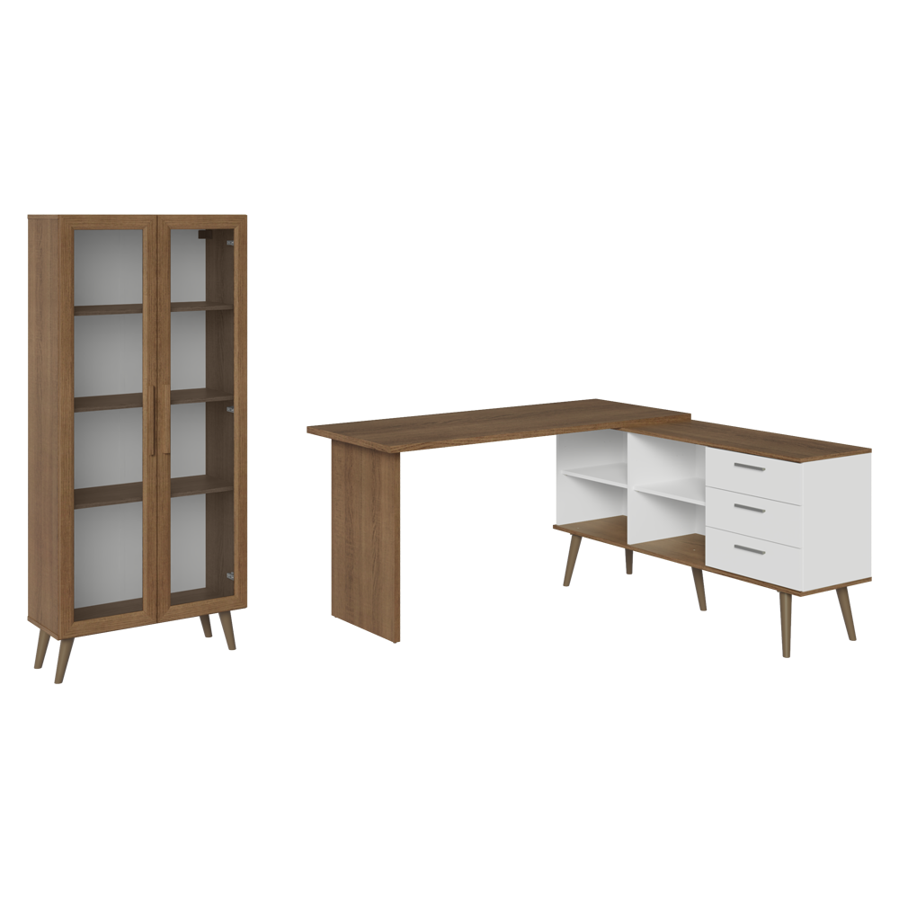 Kit Oficina 2 Muebles Madesa Escritorio + Vitrina Multiuso MB