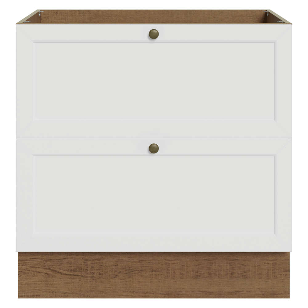Bajo Mesada de Cocina 80 x 60 cm 2 Cajones (Sin Mesada) Marrón/Blanco Vik Madesa