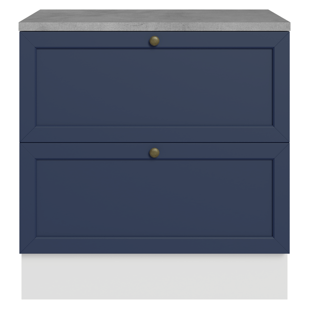 Bajo Mesada de Cocina 80 x 60 cm 2 Cajones (con Mesada) Blanco/Azul Vik Madesa