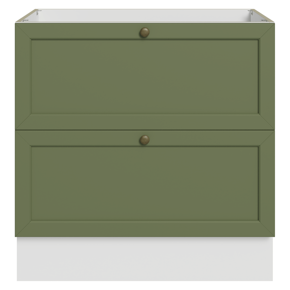 Bajo Mesada de Cocina 80 x 60 cm 2 Cajones (Sin Mesada) Blanco/Verde Vik Madesa